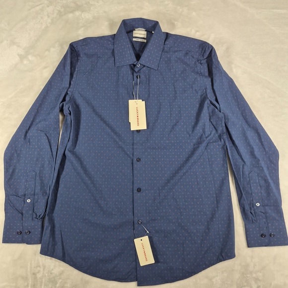 Lucky Brand Other - Lucky Brand 4 Way Stretch Button Up Shirt Men's Large Blue Slim Geometric NWT